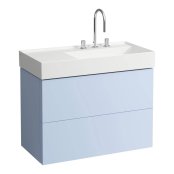 Kartell by Laufen 880mm 2 Drawer Vanity Unit with Organiser (For Left Hand Shelf Basin) - Grey Blue