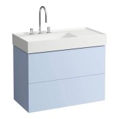 Kartell by Laufen 880mm 2 Drawer Vanity Unit with Organiser (For Right Hand Shelf Basin) - Grey Blue