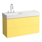 Kartell by Laufen 1200mm 2 Drawer Vanity Unit with Organiser (For Right Hand Shelf Basin) - Mustard Yellow