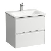 Laufen Palace 600mm 2 Drawer Vanity Unit & Basin with Chrome Handles - Gloss White