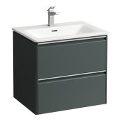 Laufen Palace 600mm 2 Drawer Vanity Unit & Basin with Chrome Handles - Traffic Grey