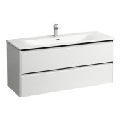 Laufen Palace 1200mm 2 Drawer Vanity Unit & Basin with Black Handles - Gloss White