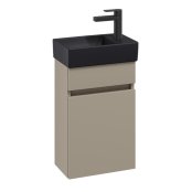 Villeroy & Boch Arto 360mm 1 Door Right Hand Vanity Unit with Black Basin - Matt Sand Grey