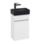 Villeroy & Boch Arto 360mm 1 Door Left Hand Vanity Unit with Black Basin - Satin White