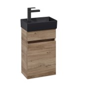 Villeroy & Boch Arto 360mm 1 Door Left Hand Vanity Unit with Black Basin - Oak Kansas