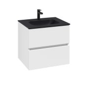 Villeroy & Boch Arto 600mm 2 Drawer Vanity Unit with Black Basin - Satin White