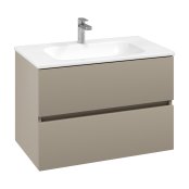 Villeroy & Boch Arto 800mm 2 Drawer Vanity Unit with White Basin - Matt Sand Grey