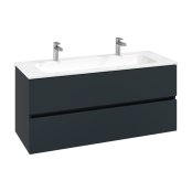 Villeroy & Boch Arto 1200mm 2 Drawer Vanity Unit with White Basin - Satin Grey