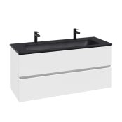 Villeroy & Boch Arto 1200mm 2 Drawer Vanity Unit with Black Basin - Satin White