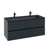 Villeroy & Boch Arto 1200mm 2 Drawer Vanity Unit with Black Basin - Satin Grey