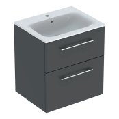 Geberit Selnova Slim Rim Basin & Cabinet Boxed Set, 600mm - Lava