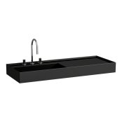 Kartell by Laufen 1200mm SaphirKeramik Basin with Right Hand Shelf - Gloss Black