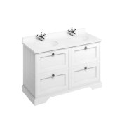 Burlington 1300mm Vanity Unit with Four Drawers and Worktop - Matt White