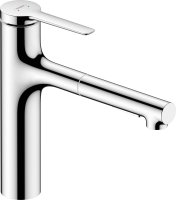 Hansgrohe Zesis M33 Single Lever Kitchen Mixer 160, Pull-Out Spray, 2jet - Chrome