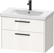 Duravit D-Code 784mm x 460mm 2 Drawer Wall Hung Vanity Unit w/ Black Handle - Gloss White