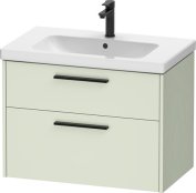 Duravit D-Code 784mm x 460mm 2 Drawer Wall Hung Vanity Unit w/ Black Handle - Pale Green