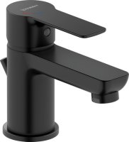 Duravit D-Code Single Lever Small FreshStart Basin Mixer w/ MinusFlow & Waste Lever - Matt Black