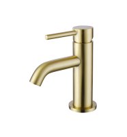 The White Space Pin Lux Mini Mono Basin Mixer - Brushed Brass