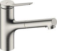 Hansgrohe Zesis M33 Single Lever Kitchen Mixer 150, Pull-Out Spray, 2jet - Stainless Steel Finish