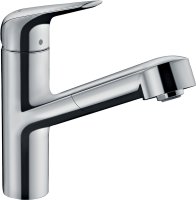 Hansgrohe Focus M42 Single Lever Kitchen Mixer 150 with Pull-Out Spout, Single Spray Mode - Chrome