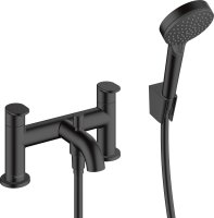 Hansgrohe Vernis Blend 2-Hole Rim Mounted Bath Mixer with Diverter Valve & Vernis Blend Hand Shower Vario - Matt Black