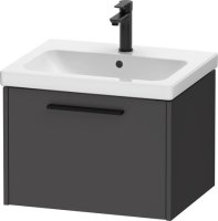 Duravit D-Code 584mm x 460mm 1 Drawer Wall Hung Vanity Unit w/ Black Handle - Matt Graphite