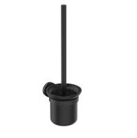 Ideal Standard IOM Wall Mounted Toilet Brush Set - Black Frosted Glass