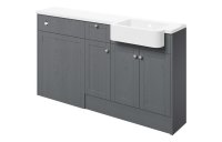 Purity Collection Belinda 1542mm Basin Toilet & 1 Drawer 1 Door Unit Pack (RH) - Grey Ash