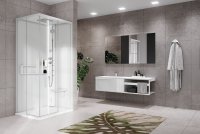 Novellini Glax 2 2.0 A Hammam 80 x 80cm Multifunction Shower Cubicle with 2 Sliding Doors & 2 Fixed In Line Panels (Corner Entry)
