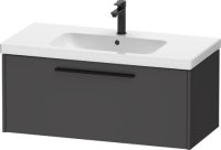 Duravit D-Code 984mm x 460mm 1 Drawer Wall Hung Vanity Unit w/ Black Handle - Matt Graphite