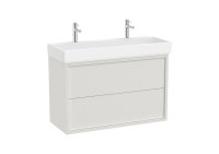 Roca Tura 1000mm Vanity Unit with Two Drawers and 2 Tap Hole Basin - Off White
