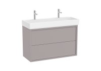 Roca Tura 1000mm Vanity Unit with Two Drawers and 2 Tap Hole Basin - Light Noble Grey