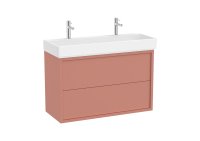 Roca Tura 1000mm Vanity Unit with Two Drawers and 2 Tap Hole Basin - Light Terracota