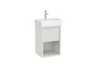 Roca Tura 450mm Compact Vanity Unit with One Drawer, Bottom Shelf and 1 Tap Hole Basin - Off White
