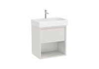 Roca Tura 600mm Vanity Unit with One Drawer, Bottom Shelf and 1 Tap Hole Basin - Off White