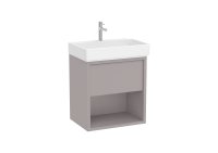 Roca Tura 600mm Vanity Unit with One Drawer, Bottom Shelf and 1 Tap Hole Basin - Light Noble Grey
