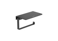 Roca Hotels Square Toilet Roll Holder With Shelf - Matt Black