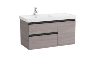 Roca Domi 1000mm Two Drawer Vanity Unit with One Door & Left Hand Basin - City Oak