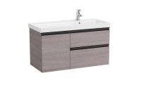 Roca Domi 1000mm Two Drawer Vanity Unit with One Door & Right Hand Basin - City Oak