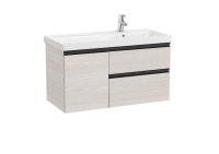 Roca Domi 1000mm Two Drawer Vanity Unit with One Door & Right Hand Basin - Nordic Ash