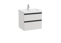 Roca Domi 600mm Two Drawer Vanity Unit with Basin - Matt Arctic Grey