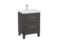 Roca Romea 600mm 2 Drawer Vanity Unit & Basin - Anthracite Satin