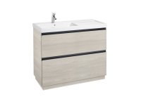 Roca Lander 1000mm 2 Drawer Vanity Unit & Left Hand Basin - Nordic Ash