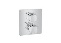 Roca T-1000 Square Built In Thermostatic 1 Way Shower Mixer - Chrome