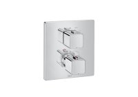 Roca T-1000 Square Built In Thermostatic 2 Way Bath/Shower Mixer - Chrome