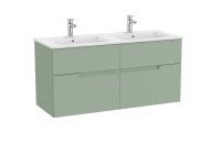 Roca Victoria-N 1200mm Vanity Unit with Four Drawers & Double Basin - Sage Green