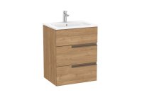 Roca Victoria-N 600mm Vanity Unit with Three Drawers & Basin - Walnut