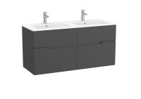 Roca Victoria-N 1200mm Vanity Unit with Four Drawers & Double Basin - Onyx