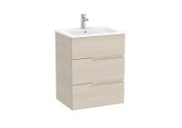 Roca Victoria-N 600mm Vanity Unit with Three Drawers & Basin - Light Ash