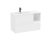 Roca Tenue 1000mm 2 Drawer Vanity Unit & Left Hand Basin - Matt White